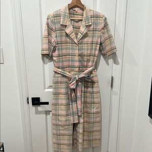 Gorgeous Vintage Brooks Brothers Multicolor Plaid Dress with Belt Size 10
